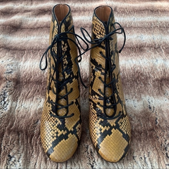 Tory Burch Runway Vienna 70mm Lace-Up Stamped Snake Printed Leather Boot - Picture 2 of 14